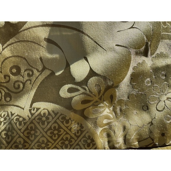 Gold & Olive Green Tafetta Damask Duvet Cover Coverlet Custom Queen 92" x 99" - Picture 6 of 11
